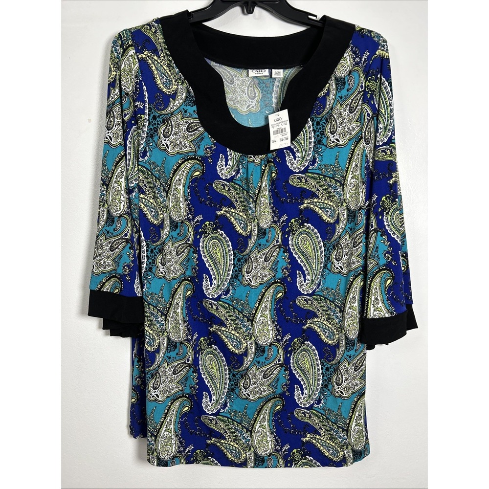 Cato Woman 14/16W Blue Paisley Blouse 6434